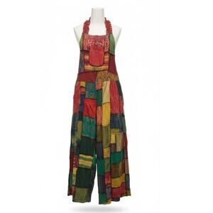Kathmandu Imports Patchwork Wide Leg Overalls Jumpsuit OS Boho Festival Hippie